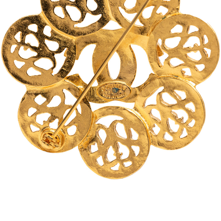 Chanel CC plaqué Flower Pin Broche Métal
