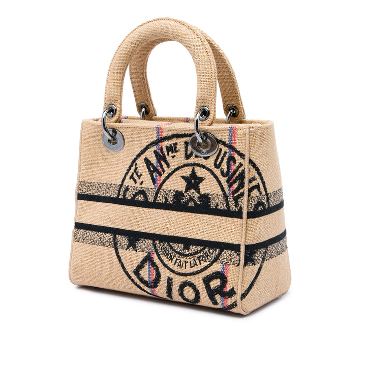 Dior Sac à main Jute brodé Lady D-Lite Moyen Beige – vue 2 – GABY PARIS