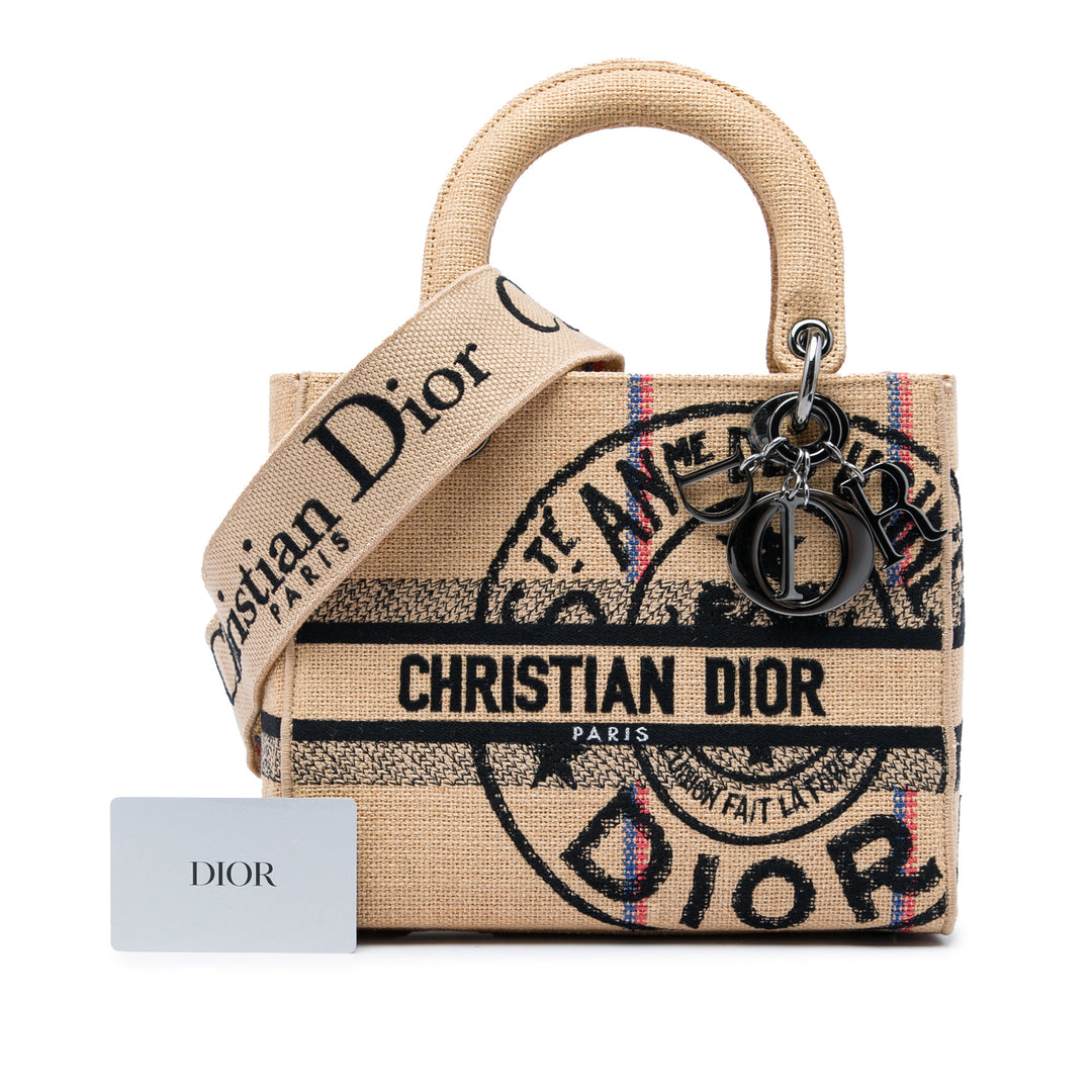 Dior Sac à main Jute brodé Lady D-Lite Moyen Beige – vue 6 – GABY PARIS