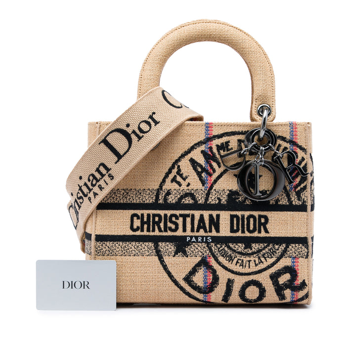 Dior Sac à main Jute brodé Lady D-Lite Moyen Beige – vue 6 – GABY PARIS