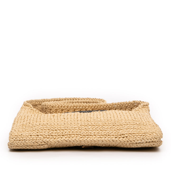 Prada Raffia Effect Crochet Logo brodé Sac porté croisé