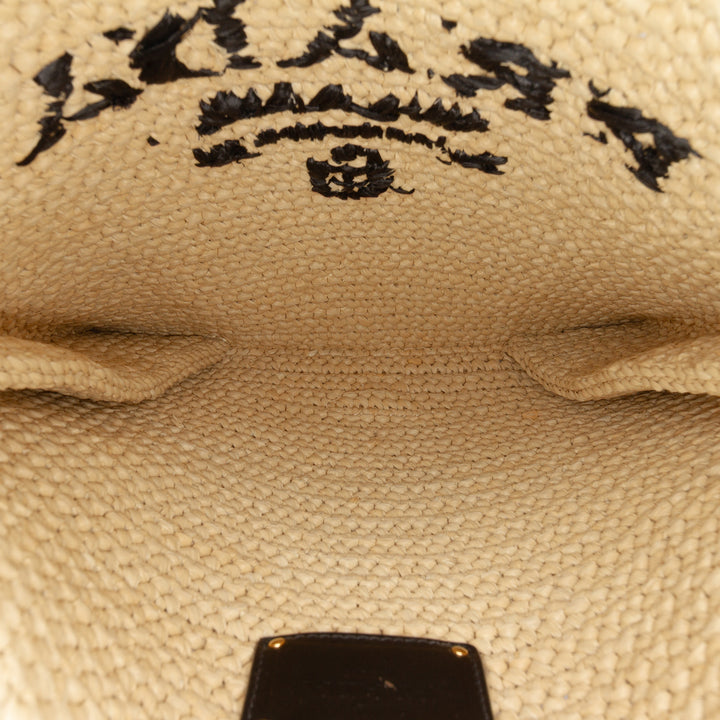 Prada Raffia Effect Crochet Logo brodé Sac porté croisé