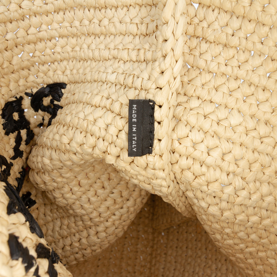 Prada Raffia Effect Crochet Logo brodé Sac porté croisé
