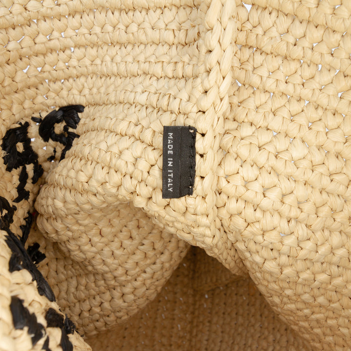 Prada Raffia Effect Crochet Logo brodé Sac porté croisé