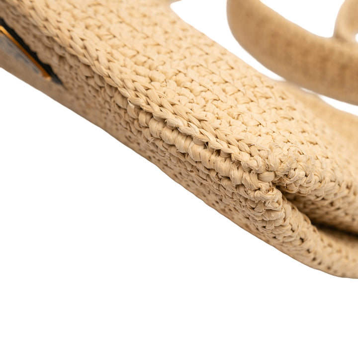 Prada Raffia Effect Crochet Logo brodé Sac porté croisé