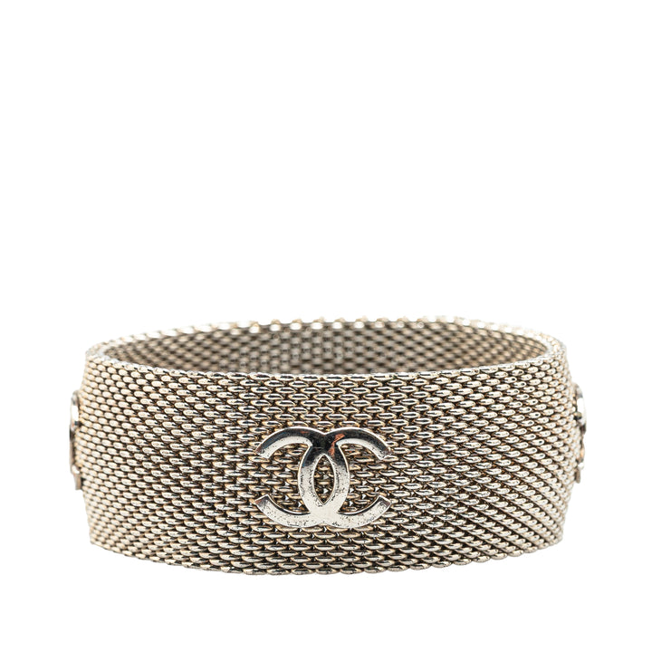 Silver CC Metal Mesh Bracelet Silver - Gaby Paris