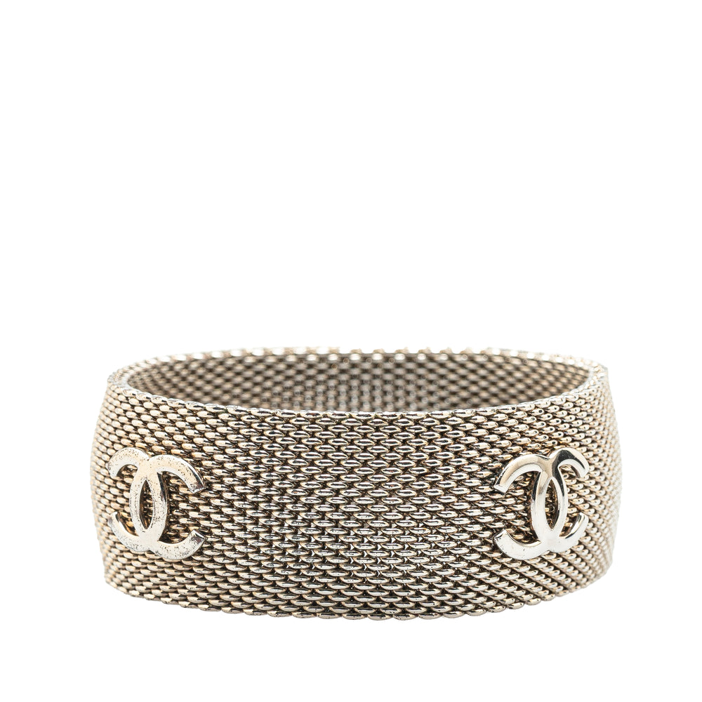 Silver CC Metal Mesh Bracelet Silver - Gaby Paris