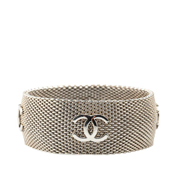 Silver CC Metal Mesh Bracelet Silver - Gaby Paris