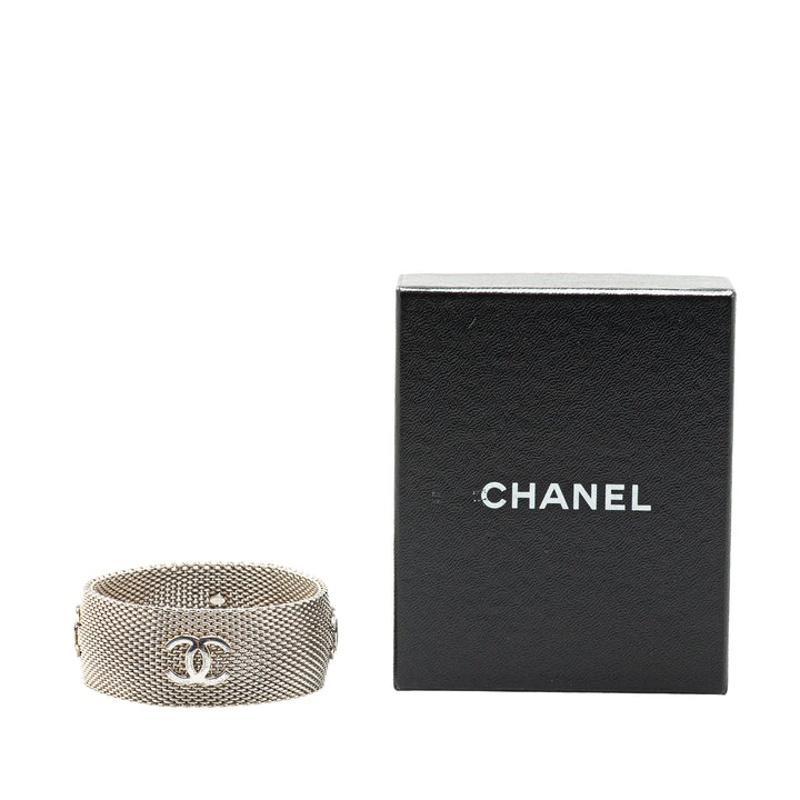 Silver CC Metal Mesh Bracelet Silver - Gaby Paris