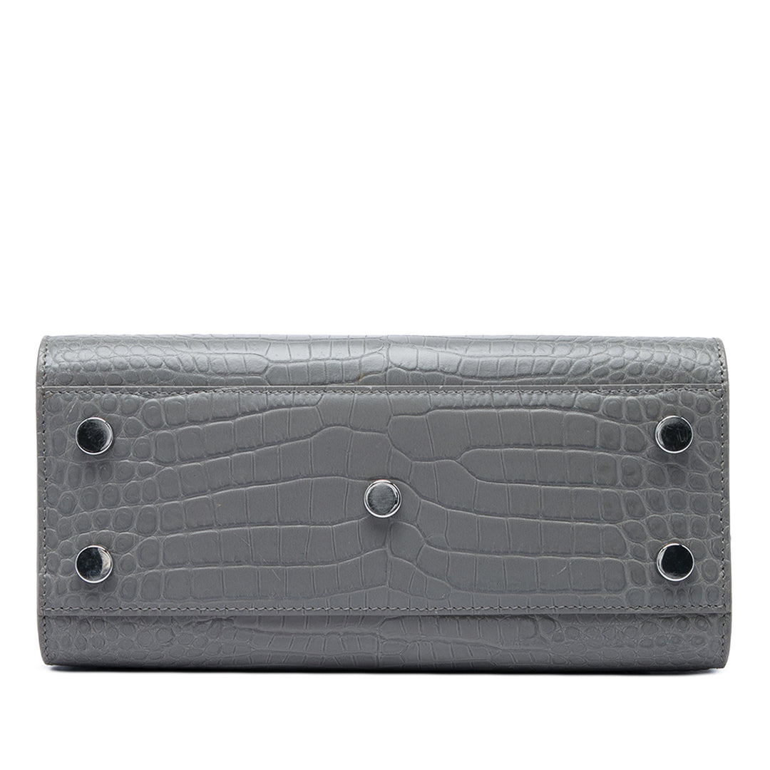 Saint Laurent Croc embossé Sac De Jour Sac Nano Gris – vue 3 – GABY PARIS
