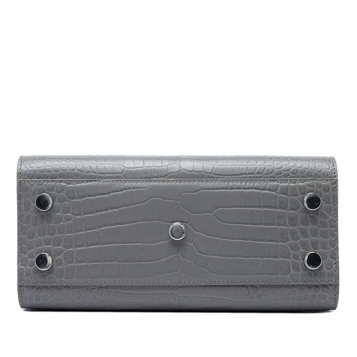 Saint Laurent Croc embossé Sac De Jour Sac Nano Gris – vue 3 – GABY PARIS