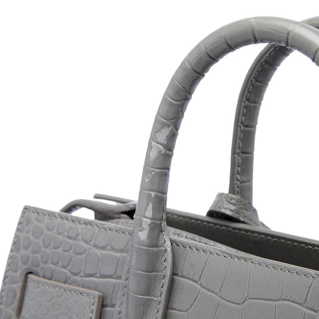 Saint Laurent Croc embossé Sac De Jour Sac Nano Gris – vue 5 – GABY PARIS