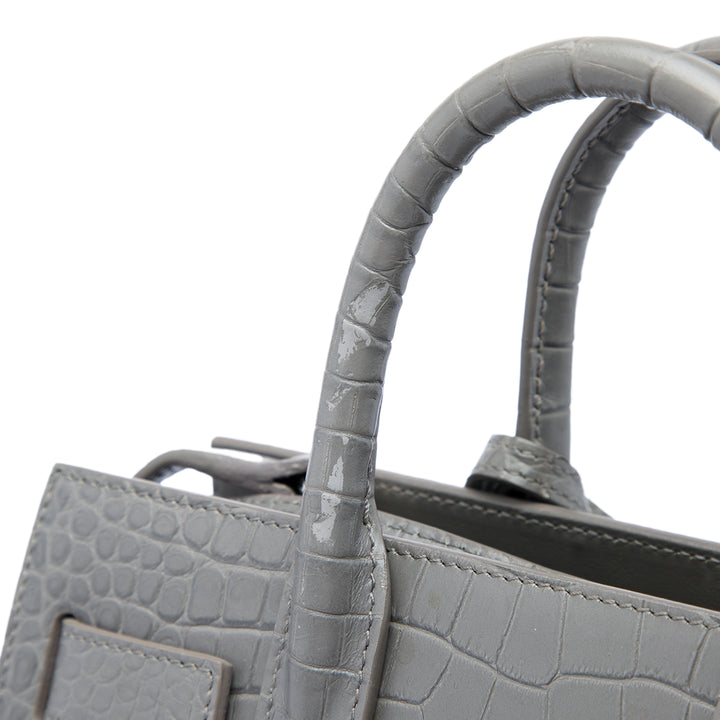 Saint Laurent Croc embossé Sac De Jour Sac Nano Gris – vue 5 – GABY PARIS