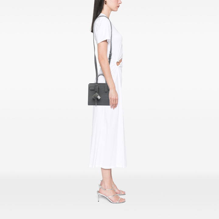 Saint Laurent Croc embossé Sac De Jour Sac Nano Gris – vue 6 – GABY PARIS