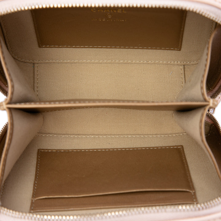 CC Matelassé Perle Crush Sac caméra Cuir d'agneau Rose