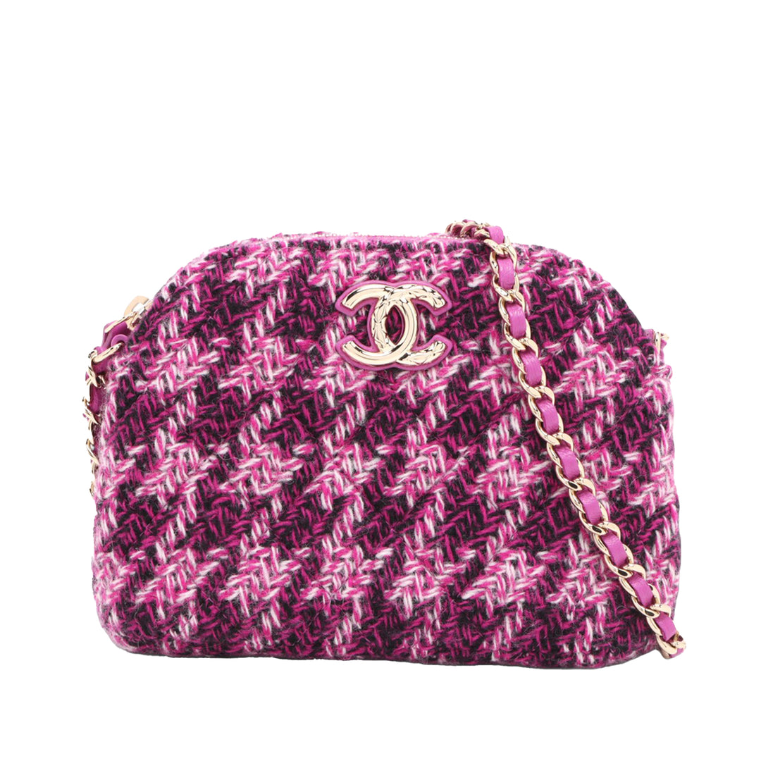 Chanel Mini CC Matelassé Tweed Pochette avec chaîne