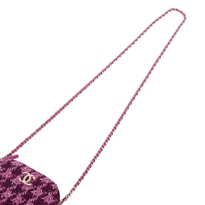 Chanel Mini CC Matelassé Tweed Pochette avec chaîne