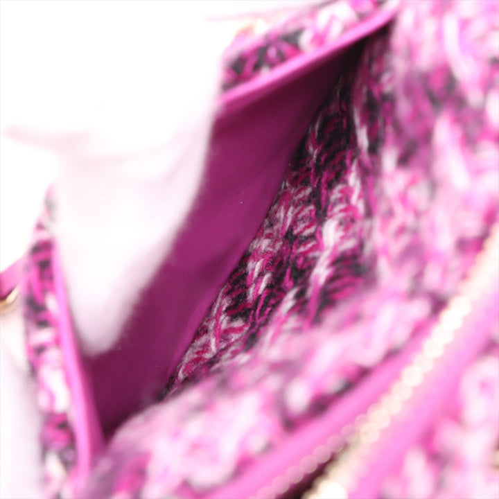 Chanel Mini CC Matelassé Tweed Pochette avec chaîne