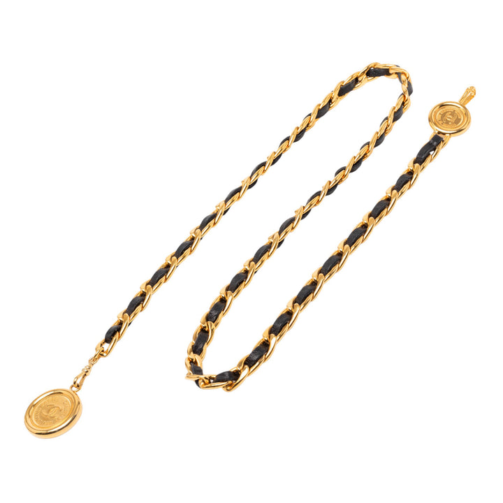 Chanel plaqué Cuir Woven 31 Rue Cambon Medallion Chain Belt