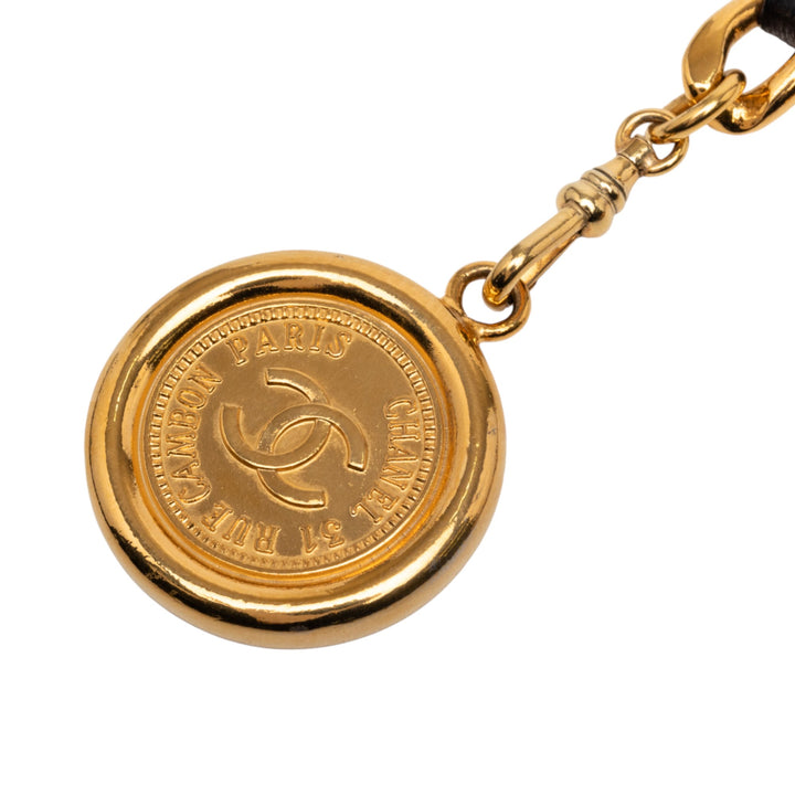 Chanel plaqué Cuir Woven 31 Rue Cambon Medallion Chain Belt