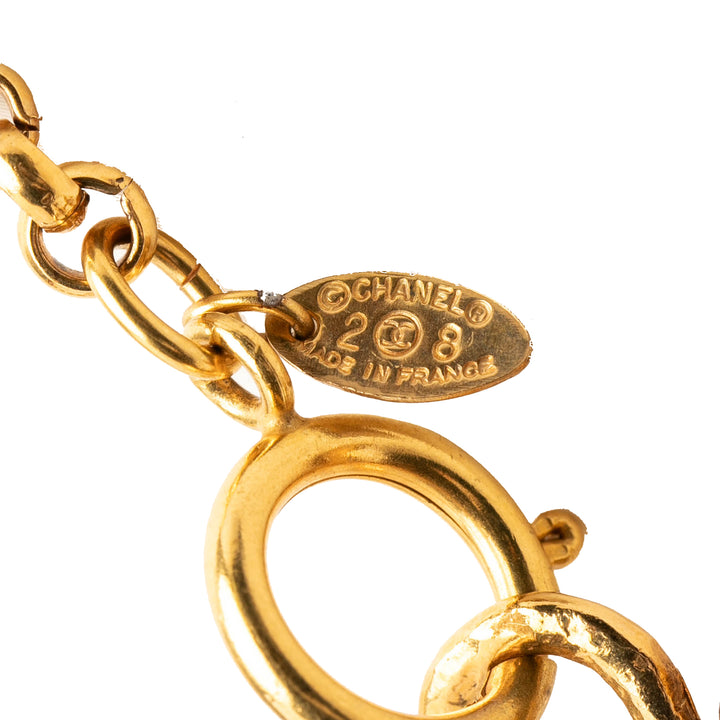 Chanel CC plaqué Medallion Mirror Pendant Collier Métal