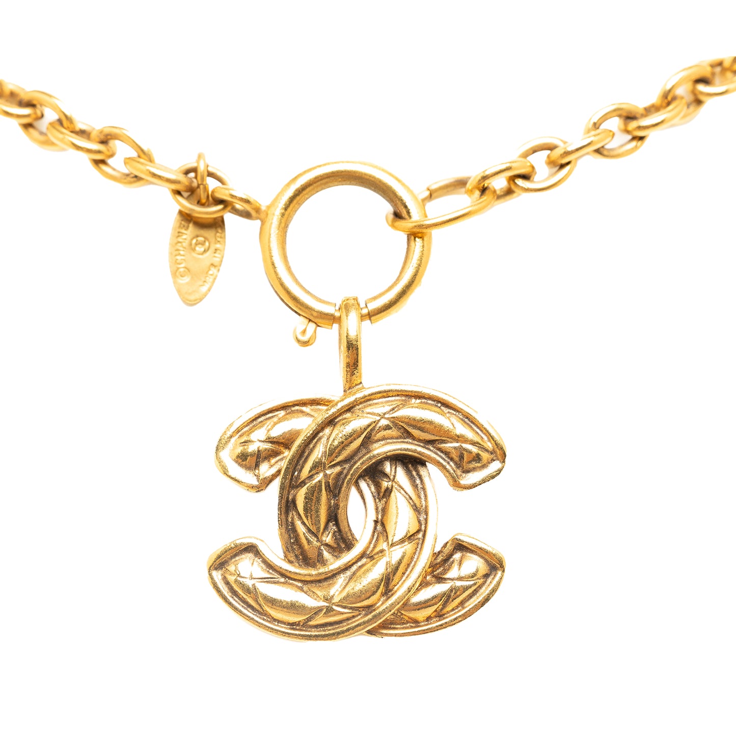 CC Quilted Pendant Necklace Gold - Gaby Paris