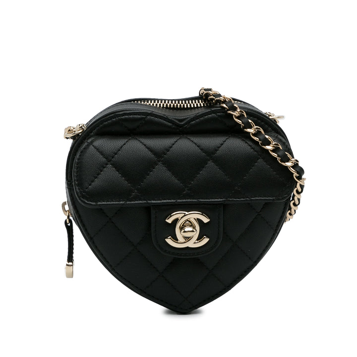 Mini Lambskin CC in Love Heart Crossbody Black - Gaby Paris