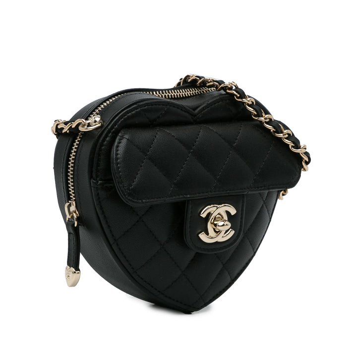 Mini Lambskin CC in Love Heart Crossbody Black - Gaby Paris