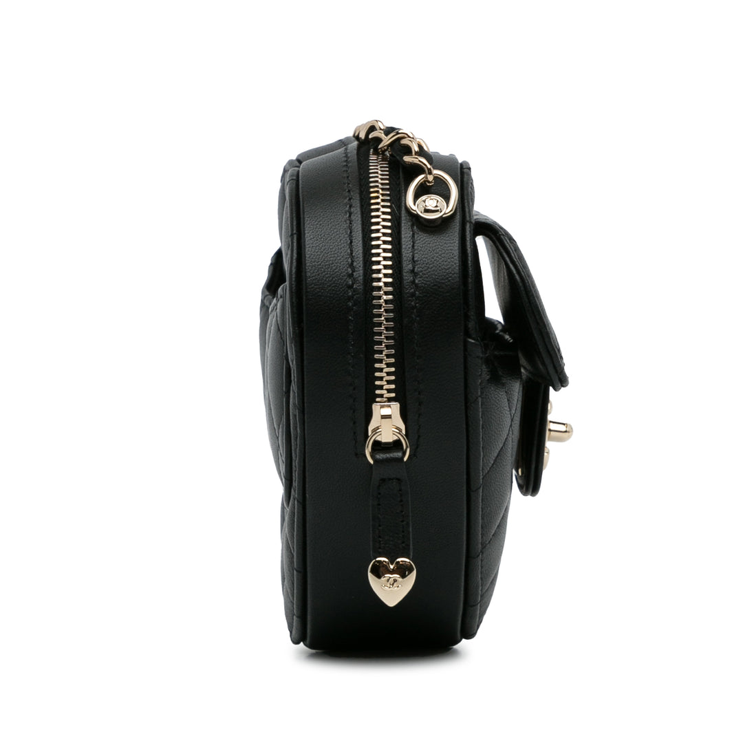 Mini Lambskin CC in Love Heart Crossbody Black - Gaby Paris