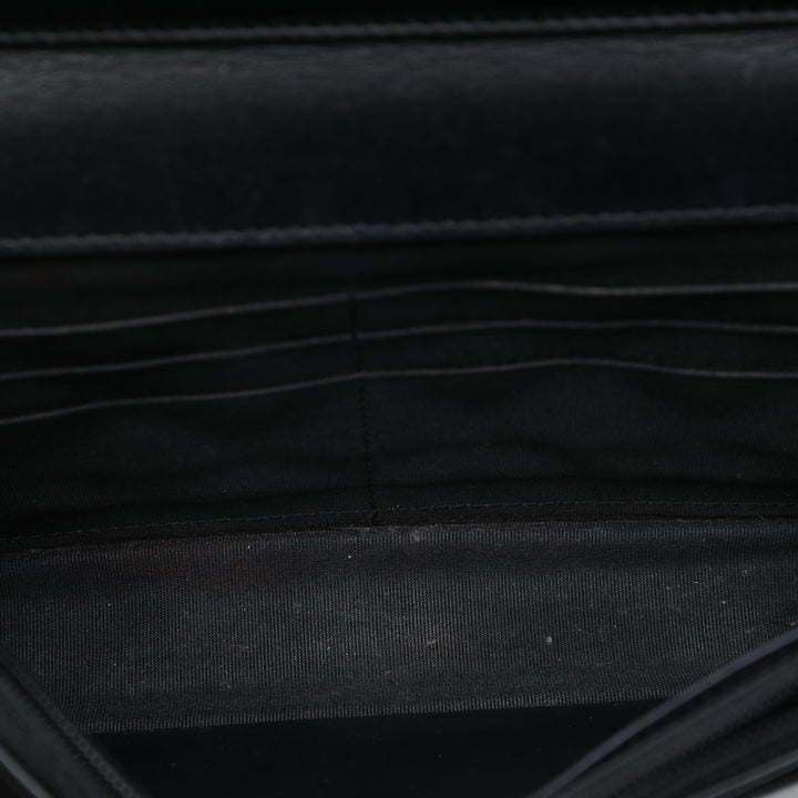 Matelassé Boy Wallet on Chain Cuir caviar Noir