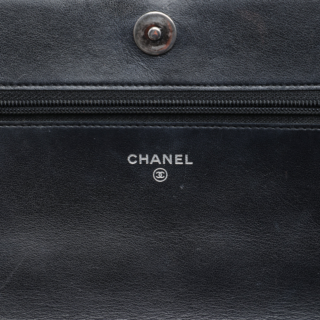 Matelassé Boy Wallet on Chain Cuir caviar Noir