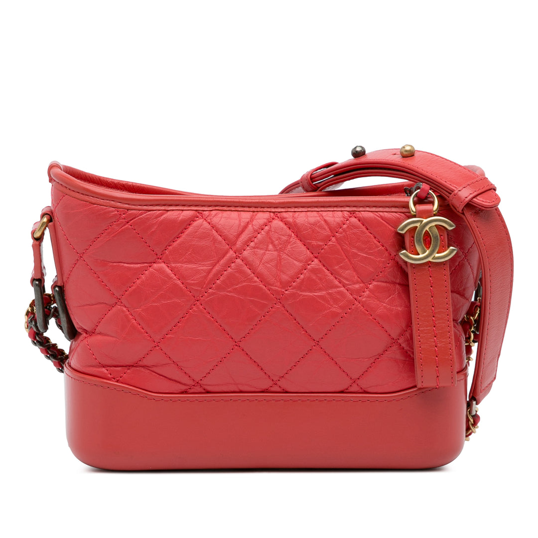 Small Chevron Lambskin Gabrielle Crossbody Red - Gaby Paris