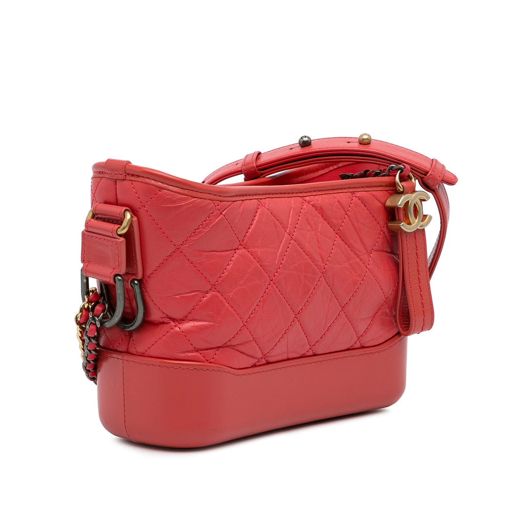 Small Chevron Lambskin Gabrielle Crossbody Red - Gaby Paris