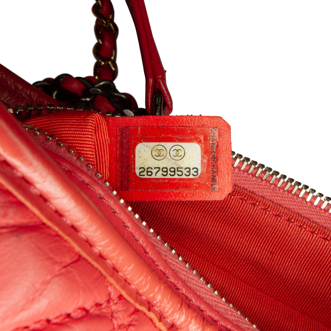 Small Chevron Lambskin Gabrielle Crossbody Red - Gaby Paris