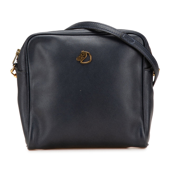 Box Calf Jockey Crossbody Blue - Gaby Paris