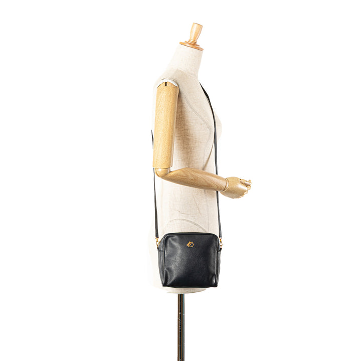 Box Calf Jockey Crossbody Blue - Gaby Paris