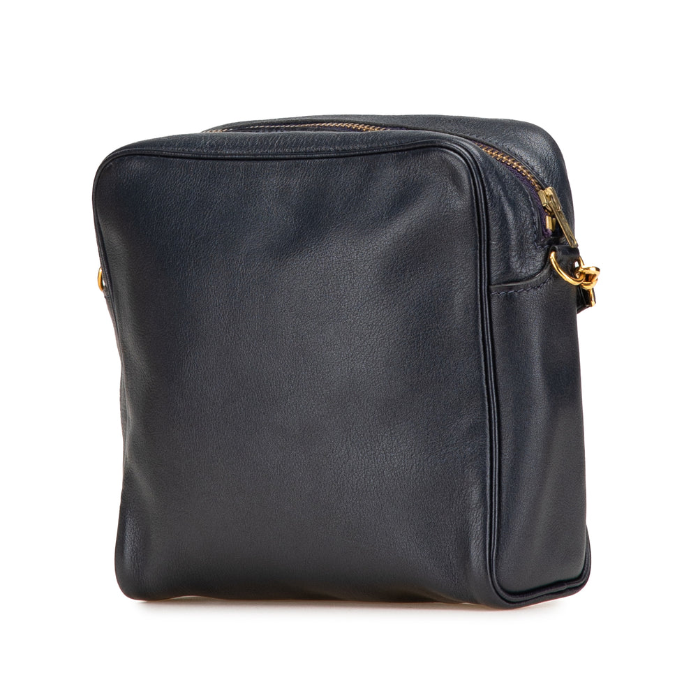 Box Calf Jockey Crossbody Blue - Gaby Paris