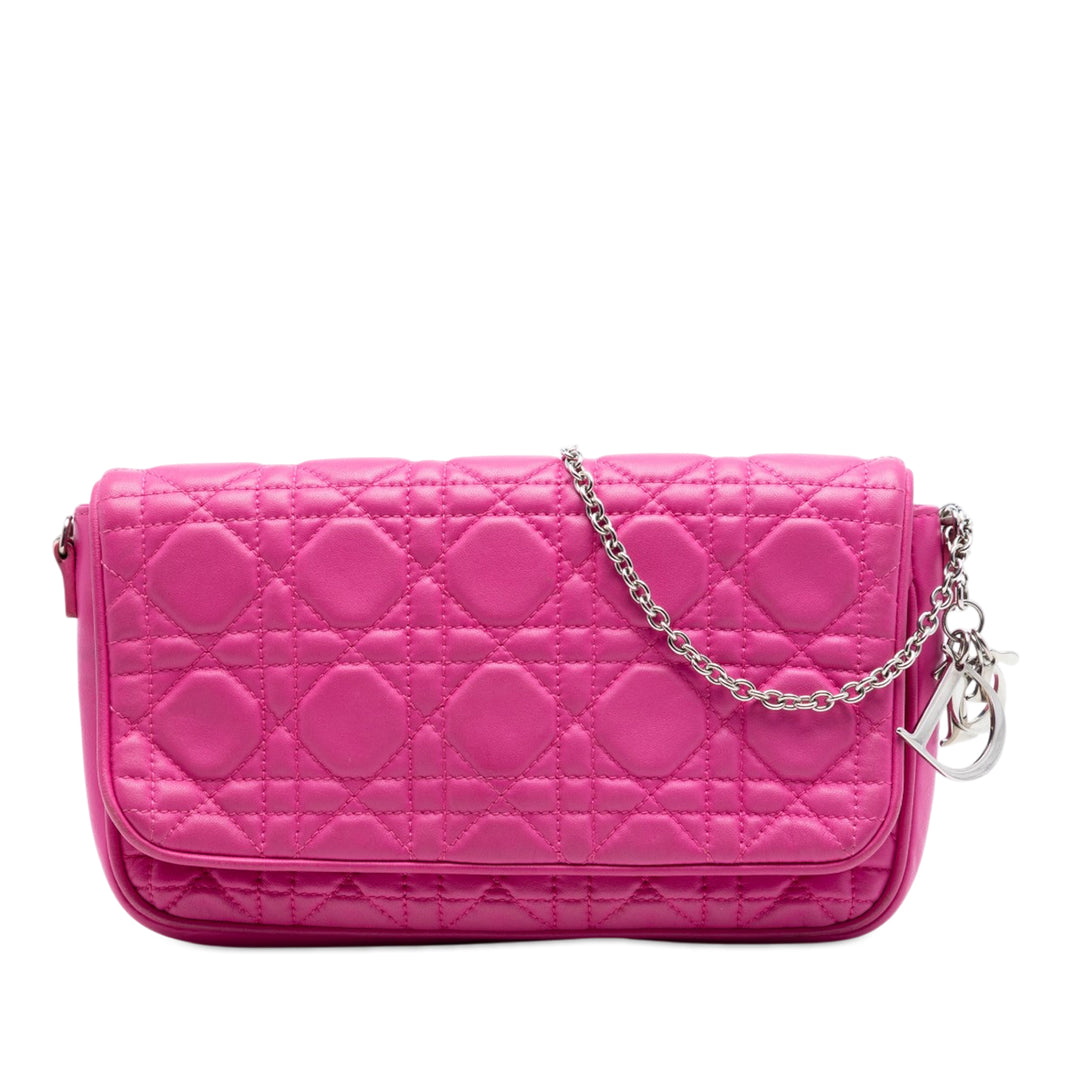 Dior Cannage Chaîne Pochette Cuir d'agneau Rose – vue principale – GABY PARIS