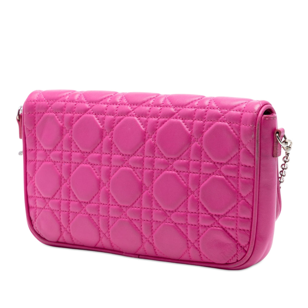 Dior Cannage Chaîne Pochette Cuir d'agneau Rose – vue 2 – GABY PARIS