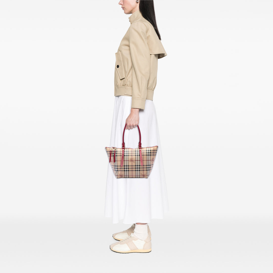 Burberry Cabas Haymarket Check Salisbury Petit Toile enduite Beige – vue 6 – GABY PARIS