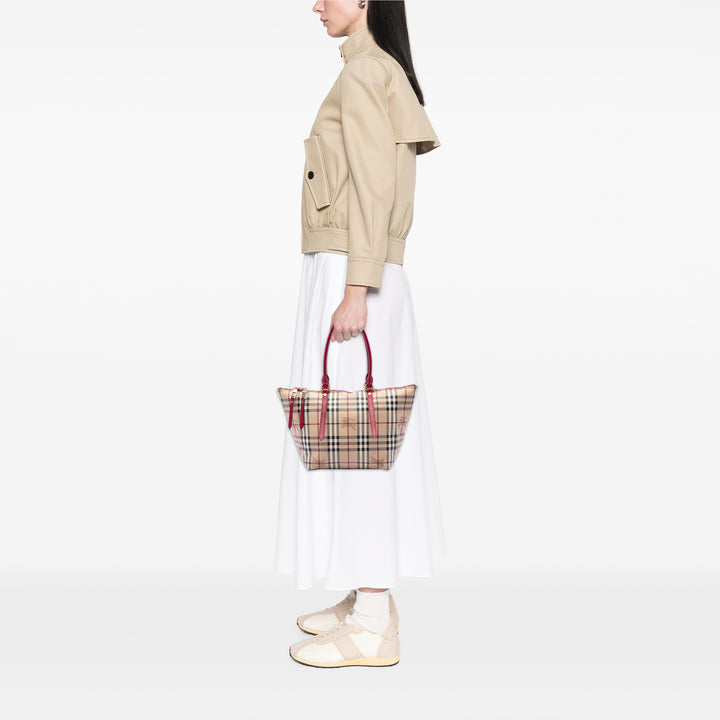 Burberry Cabas Haymarket Check Salisbury Petit Toile enduite Beige – vue 6 – GABY PARIS