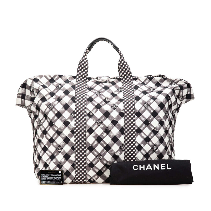 Chanel Imprimé Gingham Weekender Cabas Toile