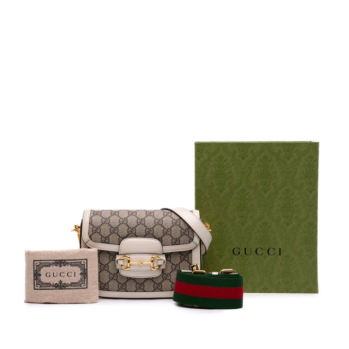Gucci Small GG Supreme Web Horsebit 1955 Sac porté croisé