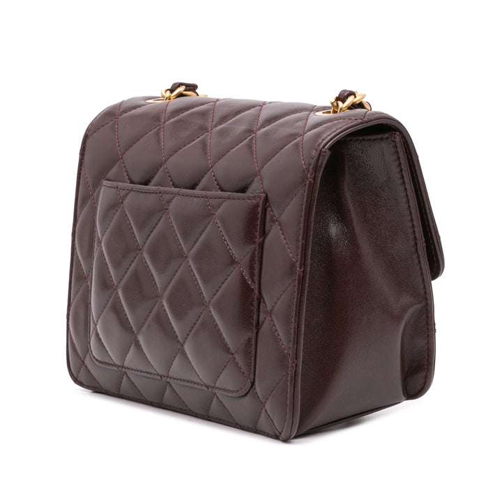 Chanel Mini Quilted Shiny Cuir d’agneau Simple rabat Rouge