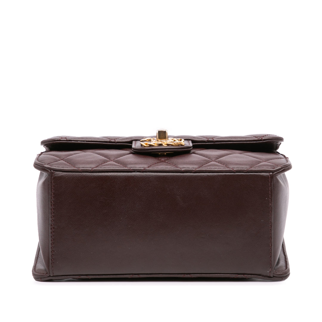 Chanel Mini Quilted Shiny Cuir d’agneau Simple rabat Rouge