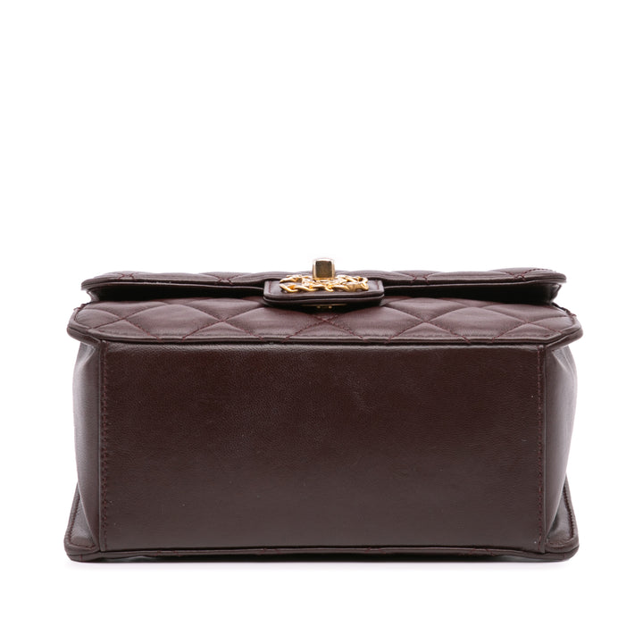 Chanel Mini Quilted Shiny Cuir d’agneau Simple rabat Rouge