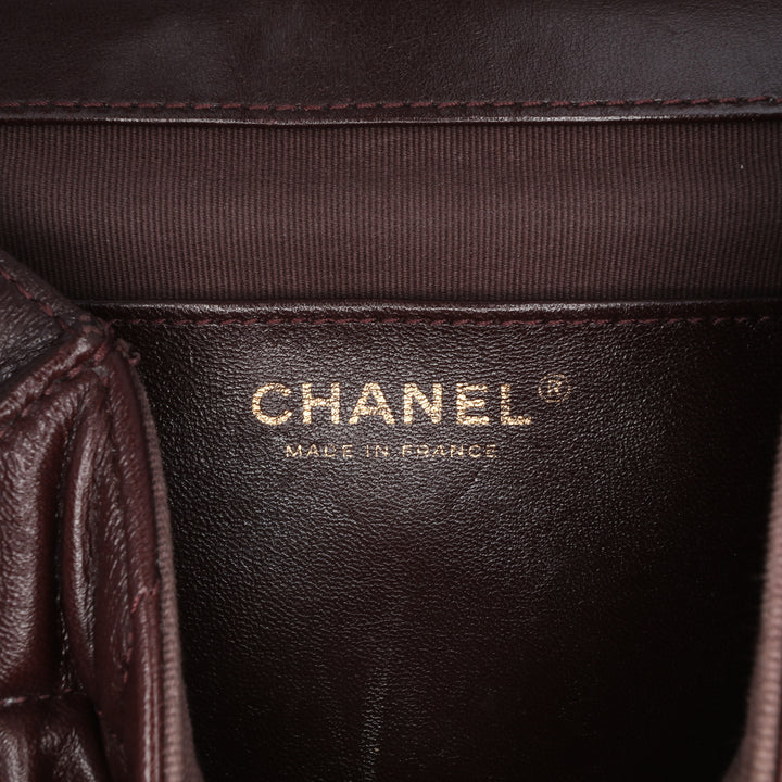 Chanel Mini Quilted Shiny Cuir d’agneau Simple rabat Rouge