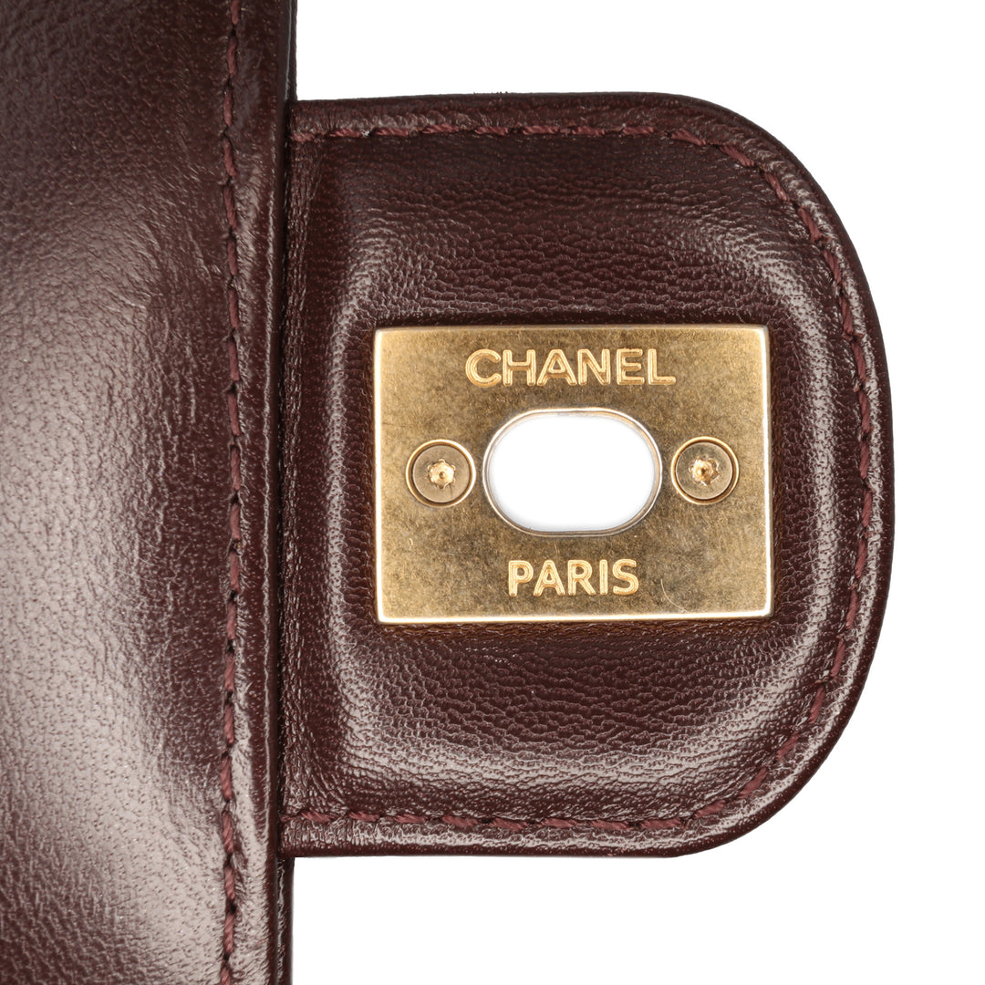 Chanel Mini Quilted Shiny Cuir d’agneau Simple rabat Rouge