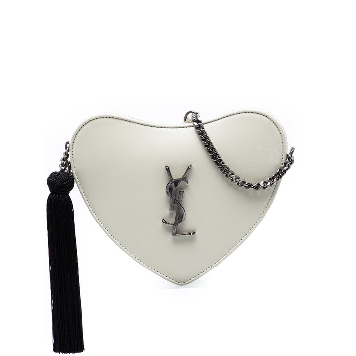 Saint Laurent Cuir Monogram Heart Pompon Sac porté croisé