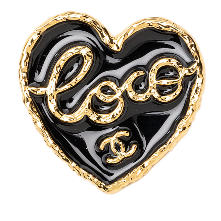 Chanel CC plaqué Émail Coco Heart Broche